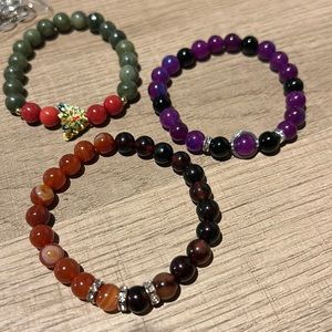 Handmade crystal bracelets with gold and silver toned spacers and accessories